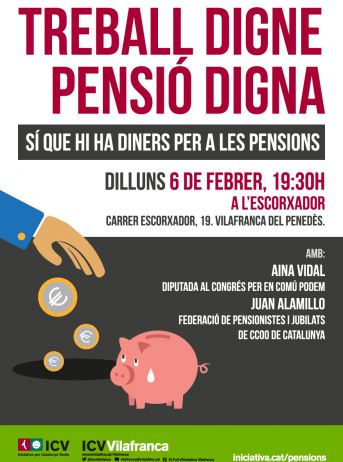 ICV de Vilafranca organitza una xerrada informativa sobre el futur de les pensions