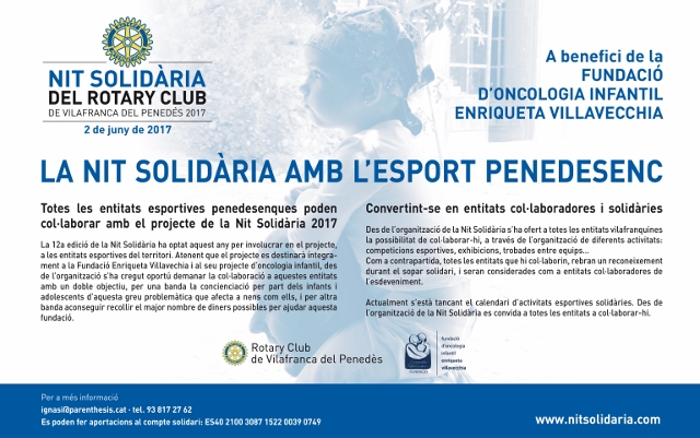 La 12ª Nit Solidària recollirà fons per a la Fundació Enriqueta Villavecchia,