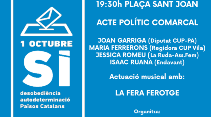 El diputat Joan Garriga serà a l’acte polític de l’Esquerra Independentista el 10-S