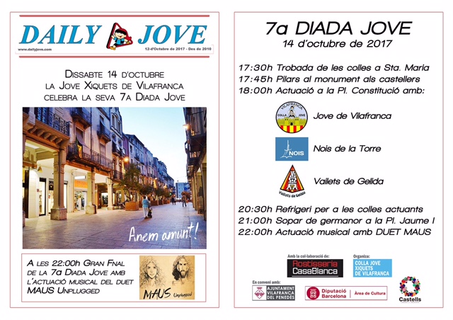 La Colla Jove de Vilafranca canvia al 14 d’octubre la celebració de la diada de la colla