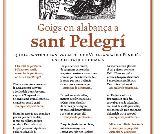 S’han recuperat i musicat els goigs de sant Pelegrí, que s’estrenaran a la capella de Vinseum