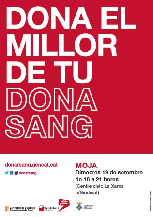 El 19 de setembre es podrà donar sang a Moja