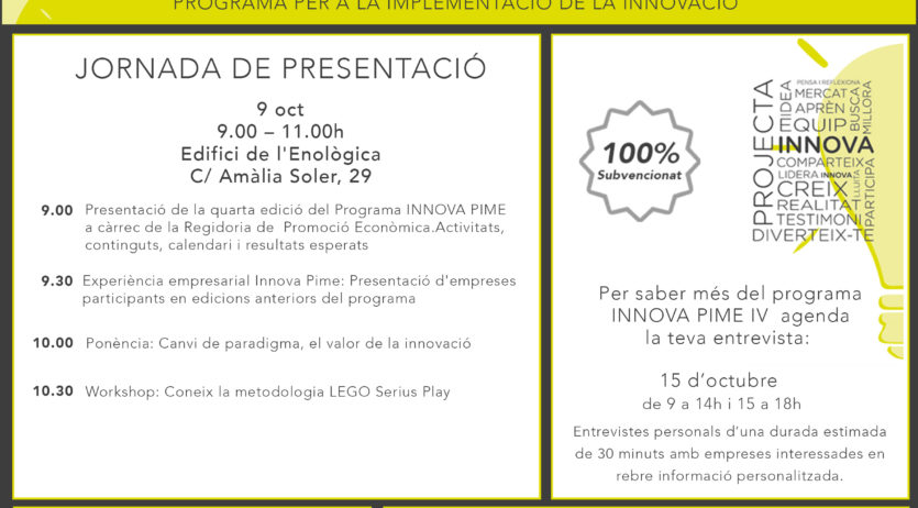 Aquest mes s’inicia la quarta edició d’Innova Pime per al foment de la innovació a les empreses