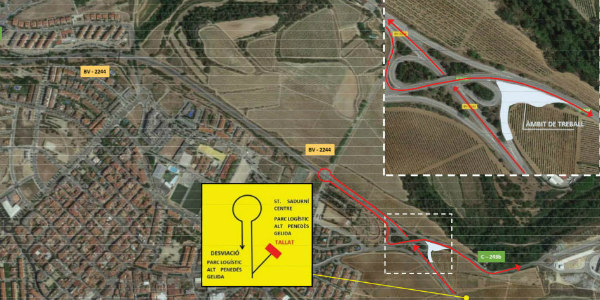 Desviament de trànsit a Sant Sadurní per la construcció de la rotonda de la carretera de Gelida