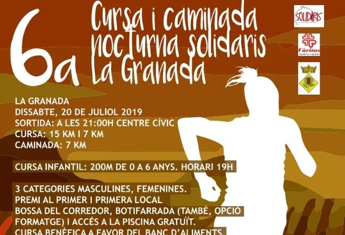La 6a edició de la “Cursa i Caminada Nocturna Solidaris” tindrà lloc dissabte a La Granada