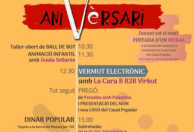El Casal Popular presentarà el seu nou nom durant els actes de celebració del 5è aniversari
