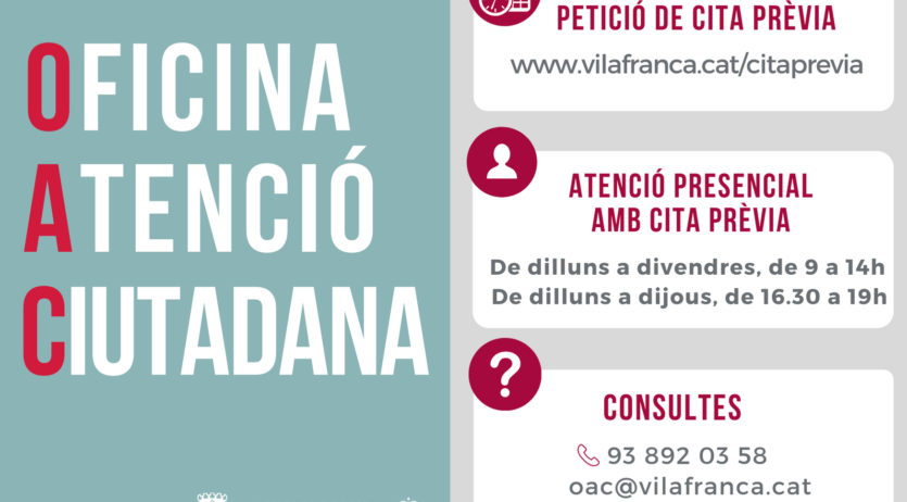 Ja es pot demanar cita prèvia online per a l’Oficina d’Atenció Ciutadana de la Casa de la Vila