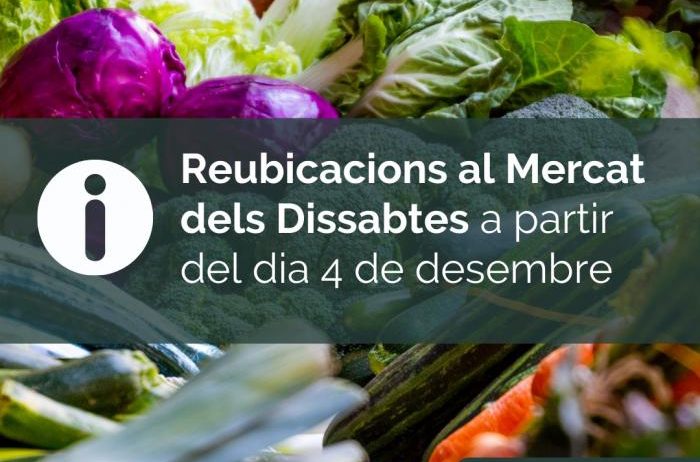 Reubicacions al Mercat dels Dissabtes de Vilafranca a partir del dia 4 de desembre
