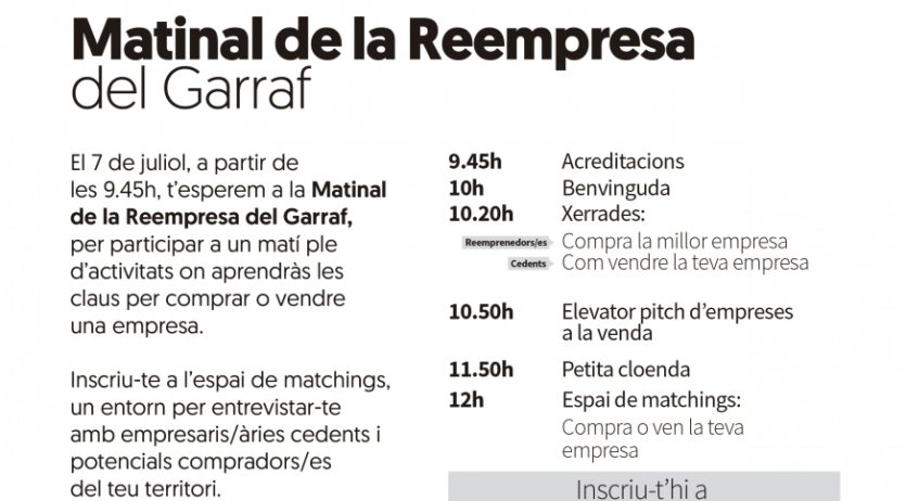 El punt Reempresa de Vilafranca coorganitza la Matinal de Reempresa a Vilanova i la Geltrú
