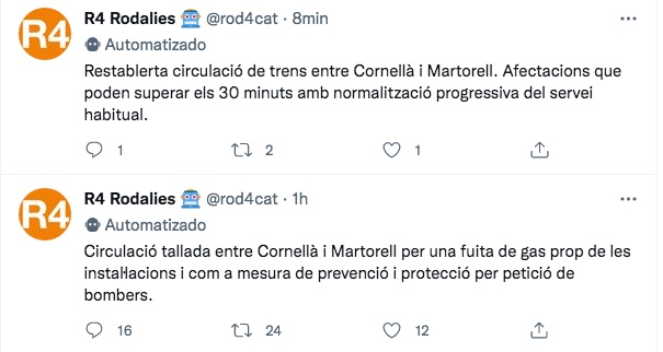 Restablerta la circulació de trens de la R4 entre Cornellà i Martorell