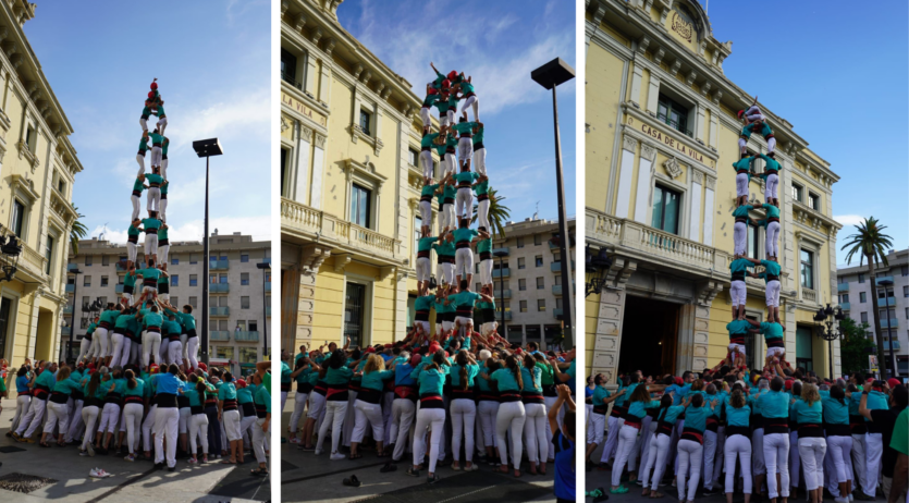 Els Castellers de Vilafranca descarreguen el 3d9f a Hospitalet