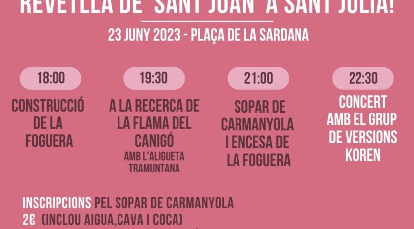 Sant Julià prepara la revetlla de Sant Joan, amb sopar de carmanyola i foguera