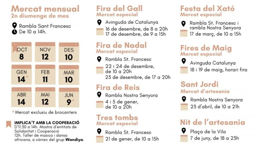 Diumenge s’inicia una nova temporada del mercat d’artesania, brocanters i pintura a Vilafranca