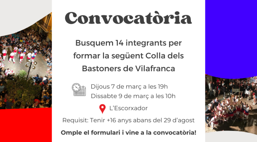 Convocatòria oberta i “amb perspectiva de gènere” pel relleu de la colla de Bastoners