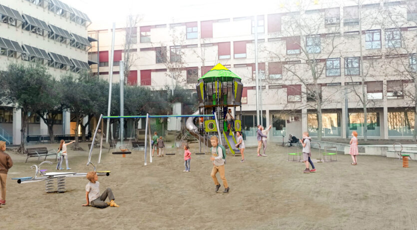 La plaça del Penedès renova i amplia l’àrea de jocs infantils amb nous elements inclusius
