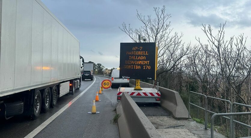 Es manté el tall de l’AP7 en sentit sud entre Martorell i Vilafranca