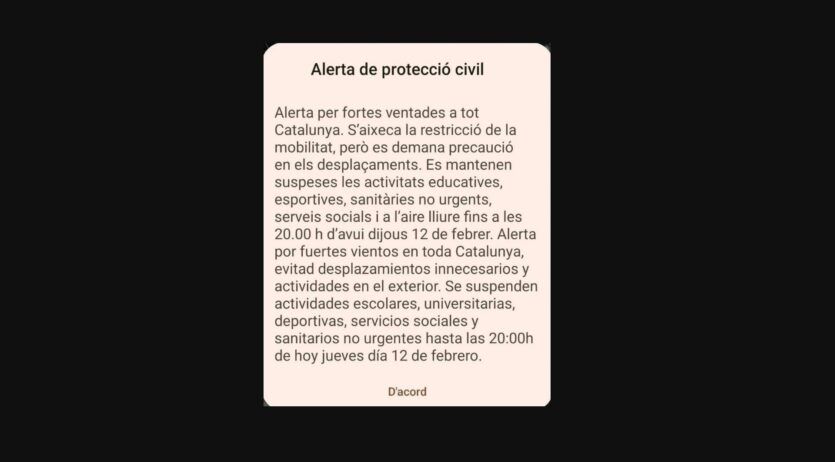 S’aixeca la restricció de mobilitat que s’havia decretat per fortes ventades